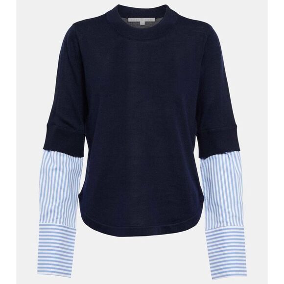 Veronica Beard Roscoe 100% Merino Wool sweater Navy Blue Size Large - Picture 1 of 10